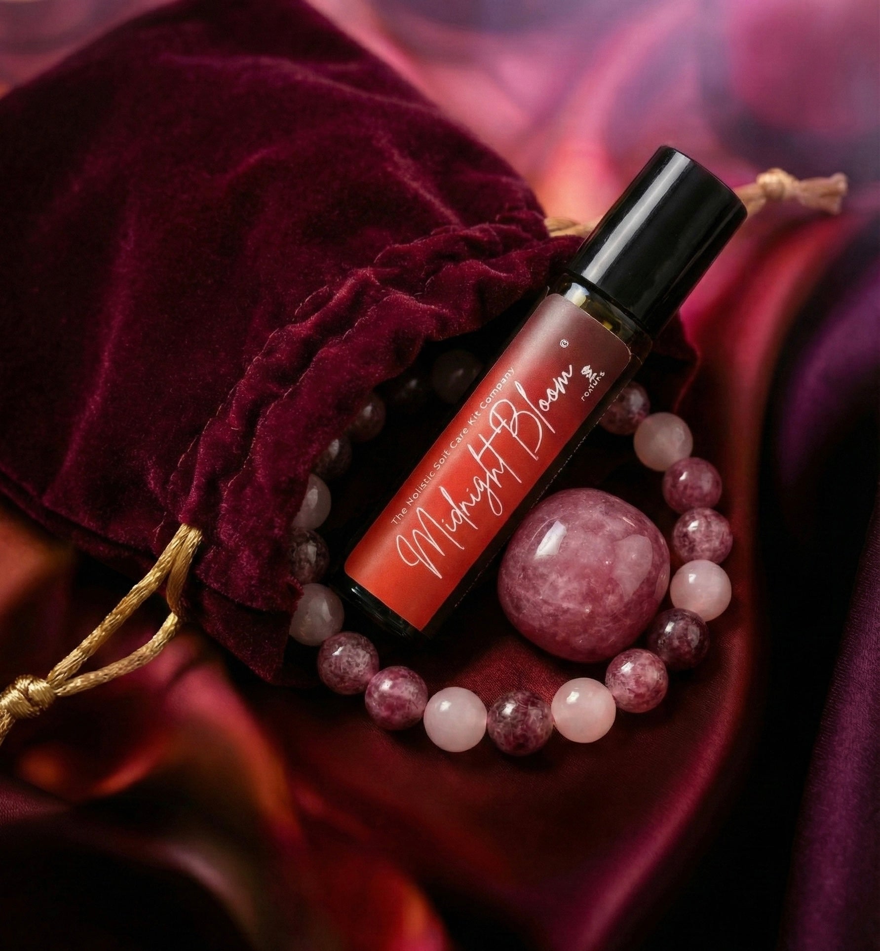 Midnight Bloom For Her | Support & Sensual Confidence | Strawberry Quartz Crystal & Bracelet