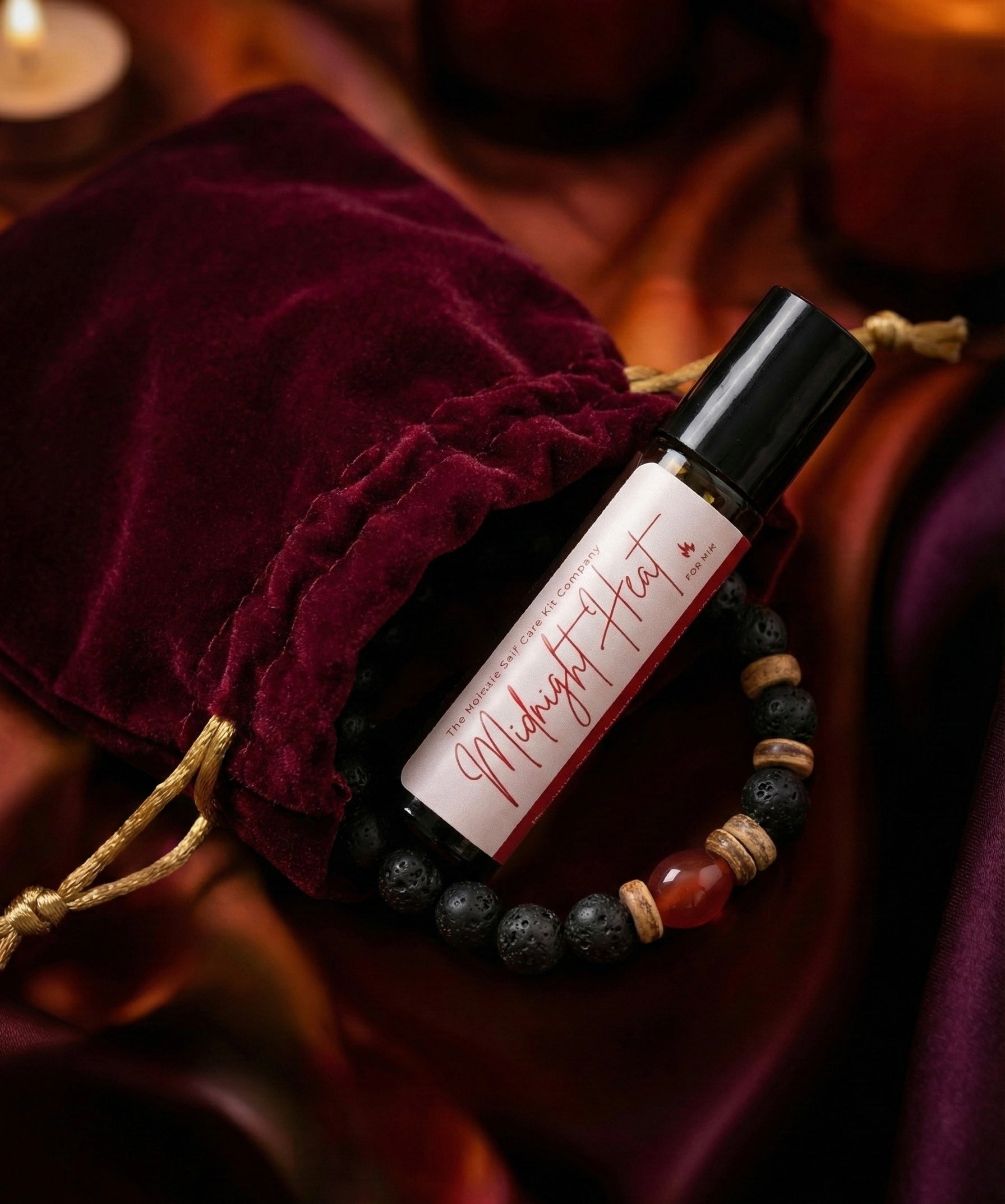 Midnight Heat For Him | Masculine Stress Relief & Intimacy Support | Lava Stone Bracelet