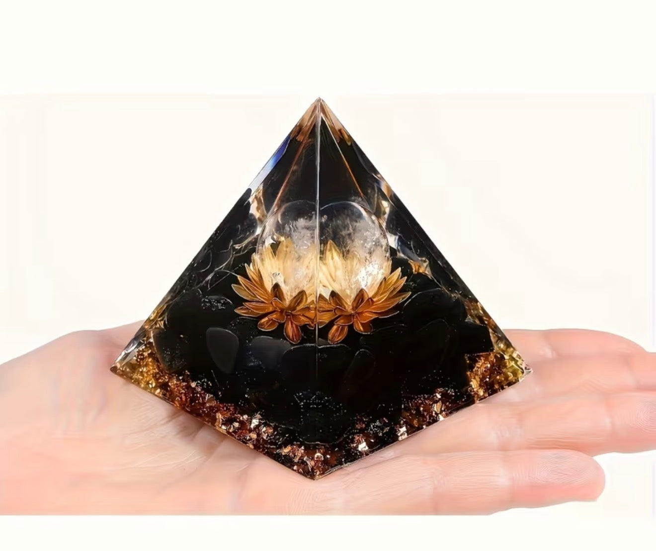 Orgonite Crystal Pyramid – Lotus Collection