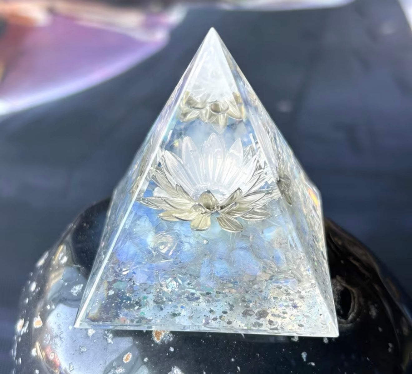 Orgonite Crystal Pyramid – Lotus Collection