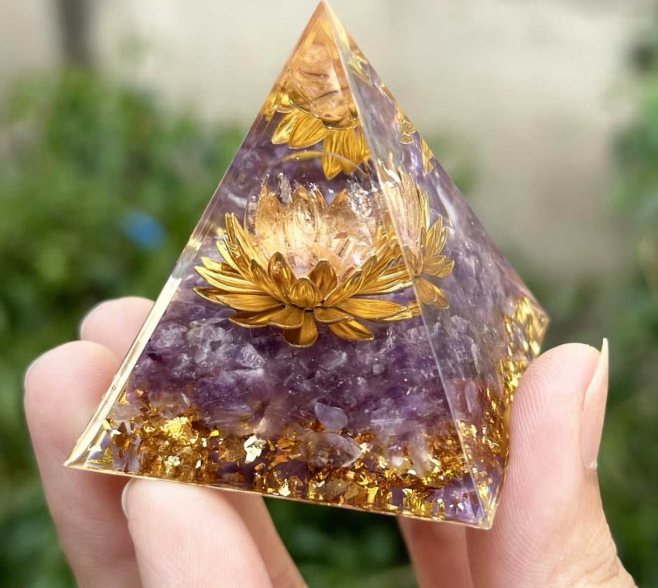 Orgonite Crystal Pyramid – Lotus Collection