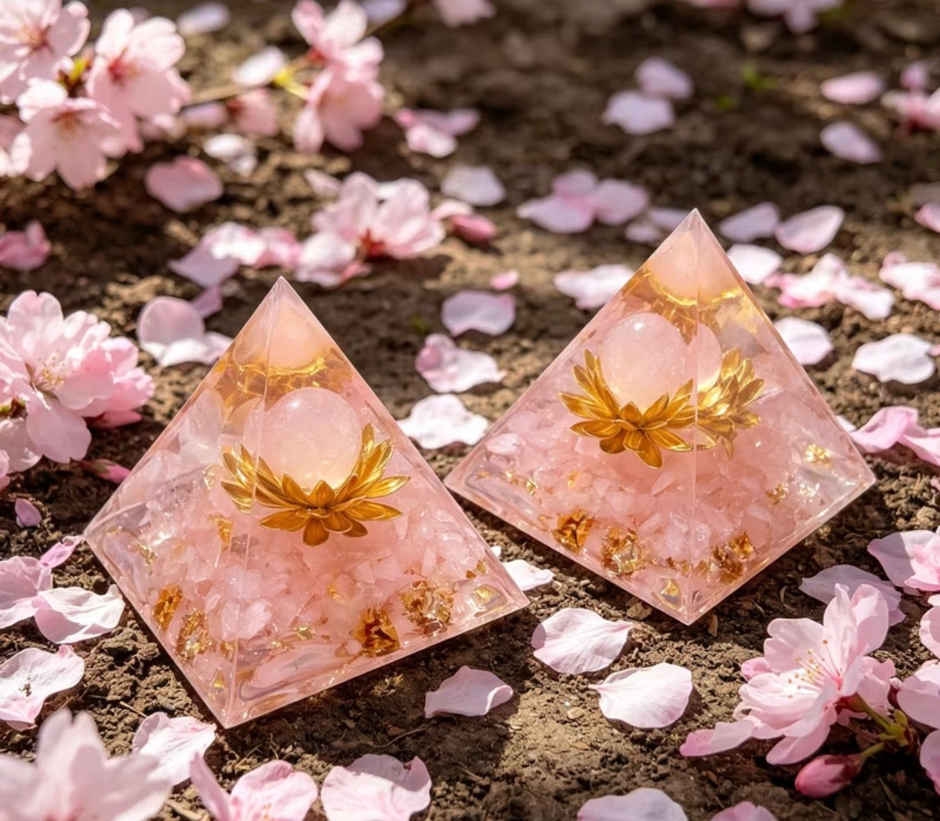 Orgonite Crystal Pyramid – Lotus Collection