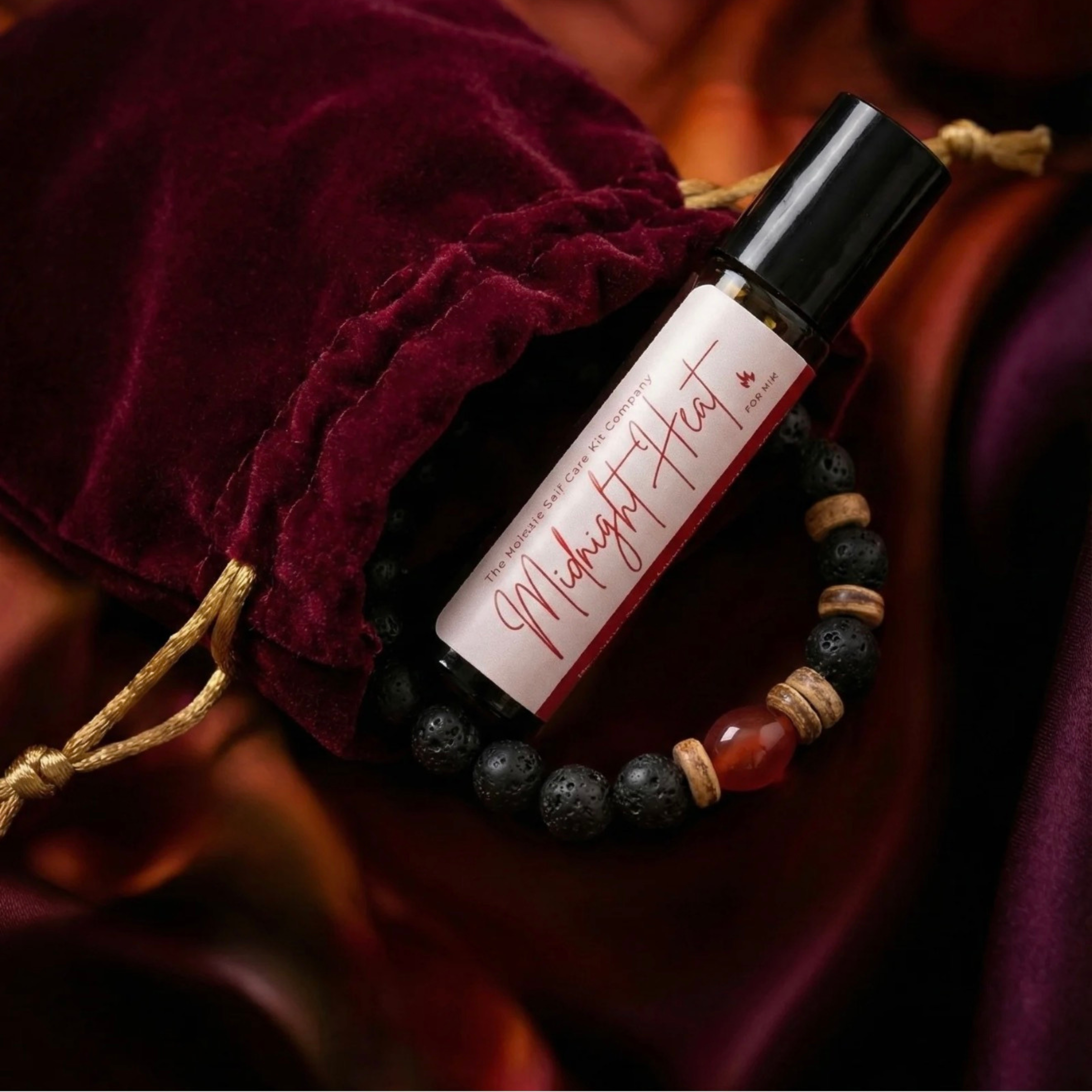 Midnight Heat For Him | Masculine Stress Relief & Intimacy Support | Lava Stone Bracelet