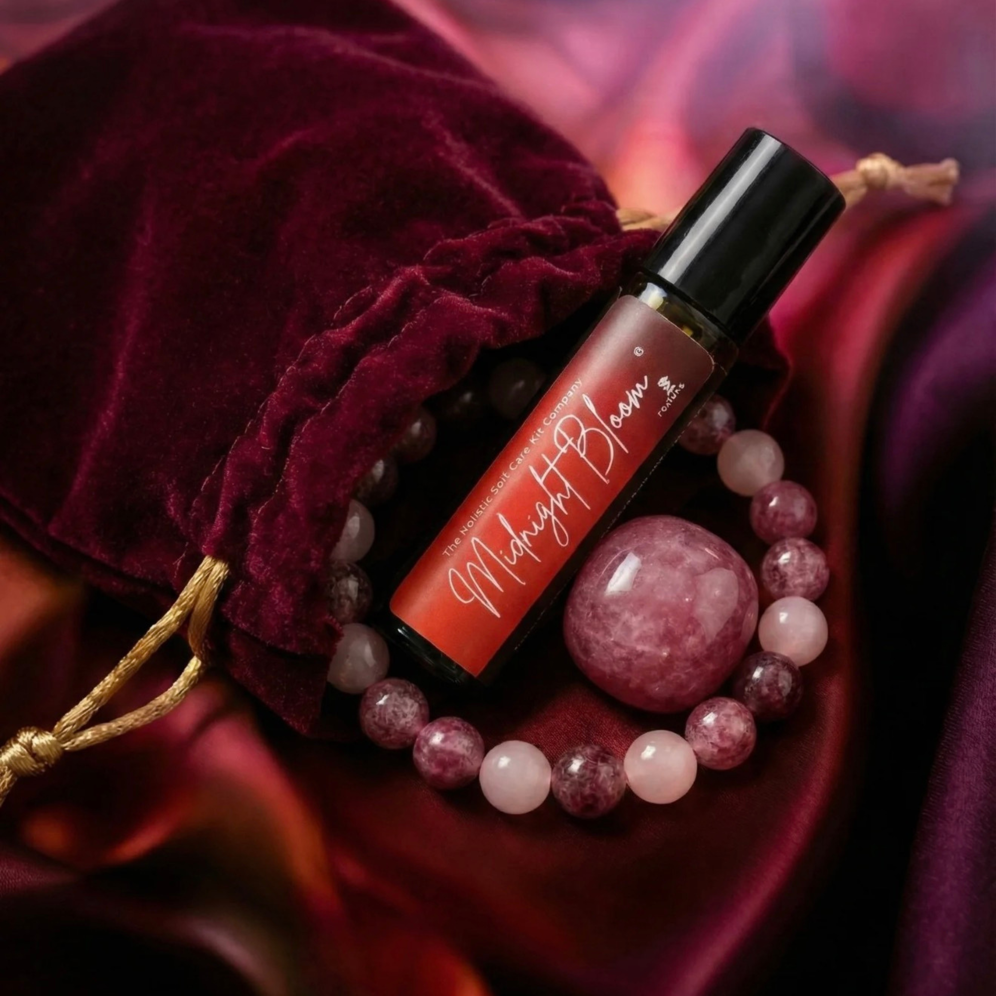 Midnight Bloom For Her | Support & Sensual Confidence | Strawberry Quartz Crystal & Bracelet