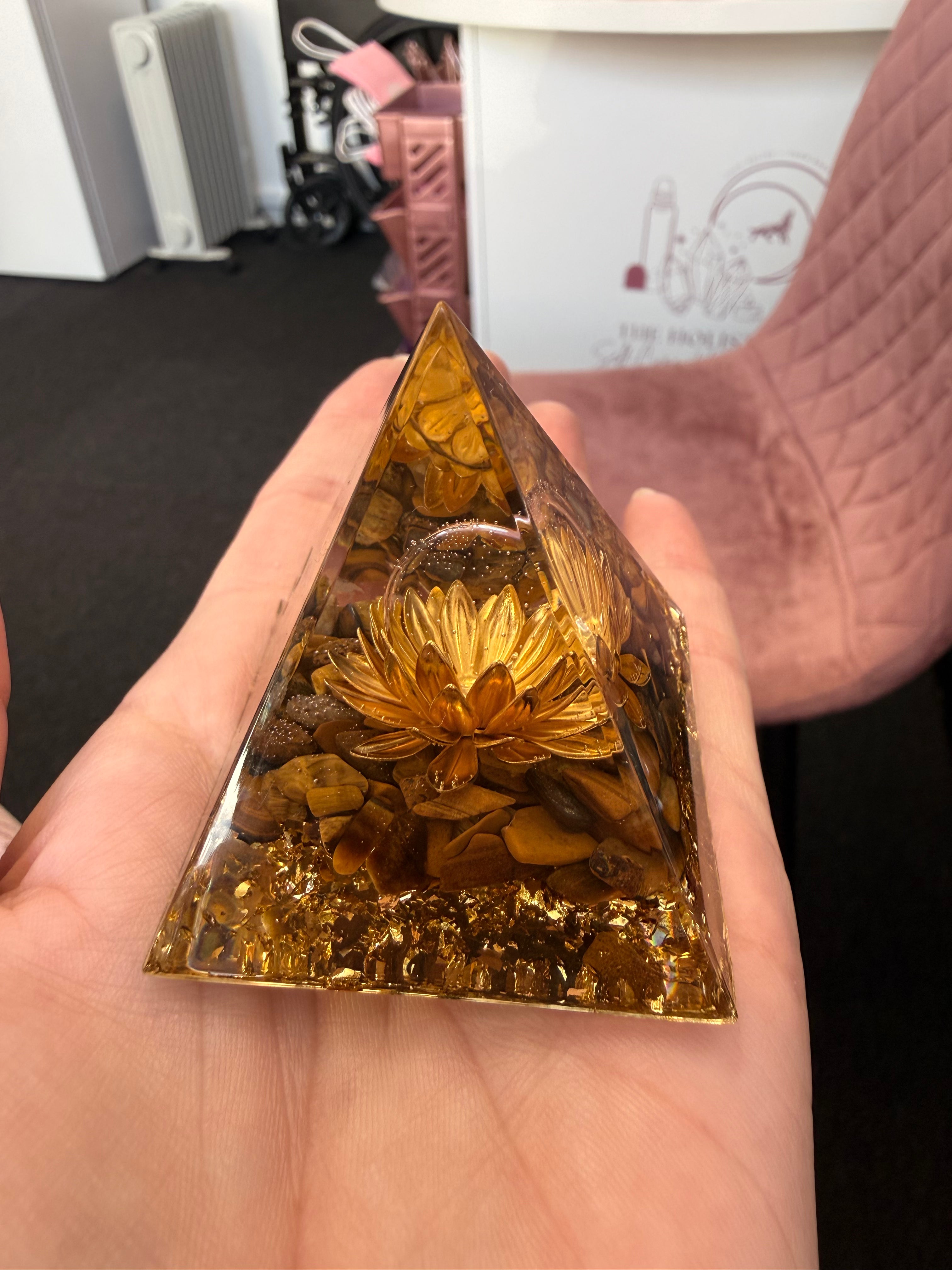 Orgonite Crystal Pyramid – Lotus Collection