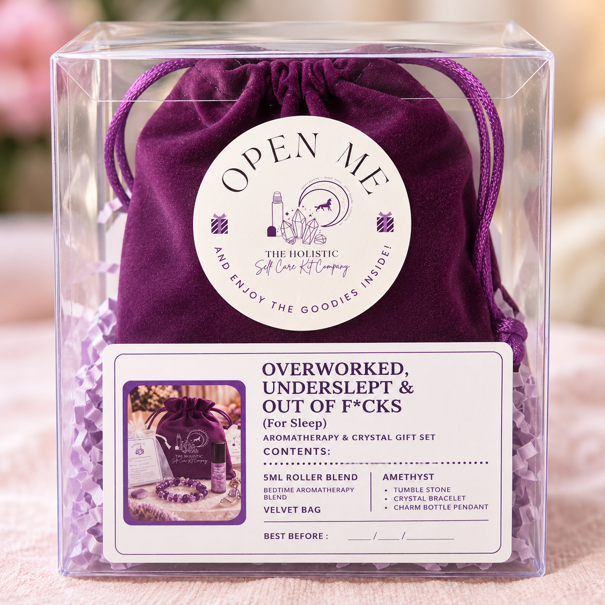 Overworked, Underslept & Out of F*cks | Crystal & Aromatherapy Wellbeing Gift Set
